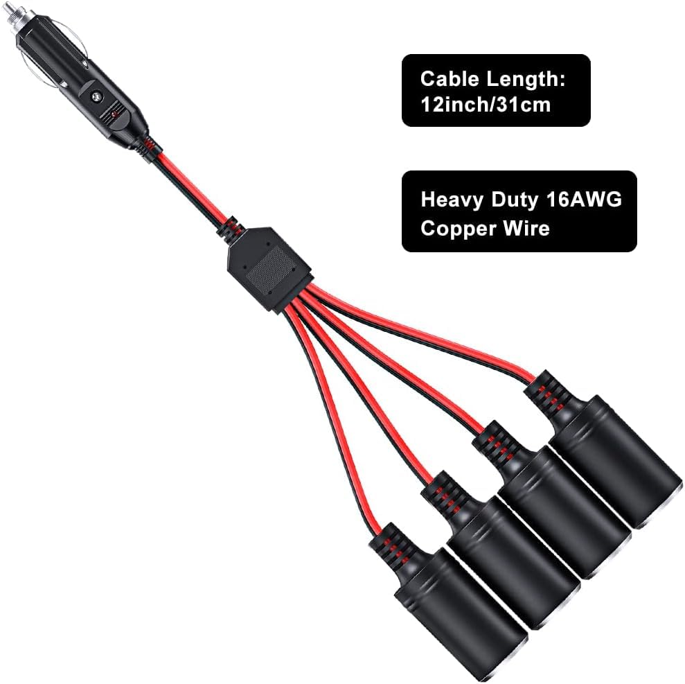 GTIWUNG Auto Motorrad Zigarettenanzünder Stecker Adapter DREI-Wege-Buchse Splitter, 1 bis 2 KFZ Auto Zigarettenanzünder Stecker 12V/24V