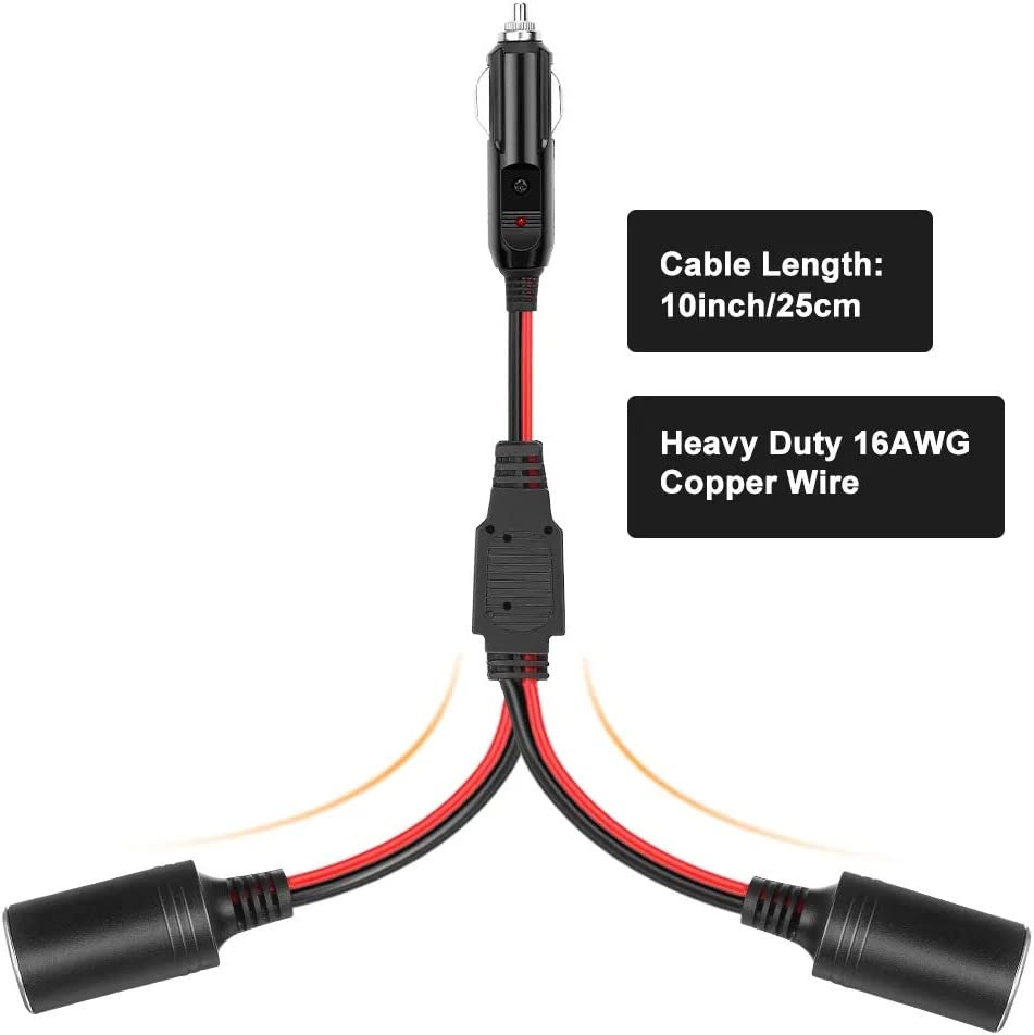 GTIWUNG Auto Motorrad Zigarettenanzünder Stecker Adapter DREI-Wege-Buchse Splitter, 1 bis 2 KFZ Auto Zigarettenanzünder Stecker 12V/24V