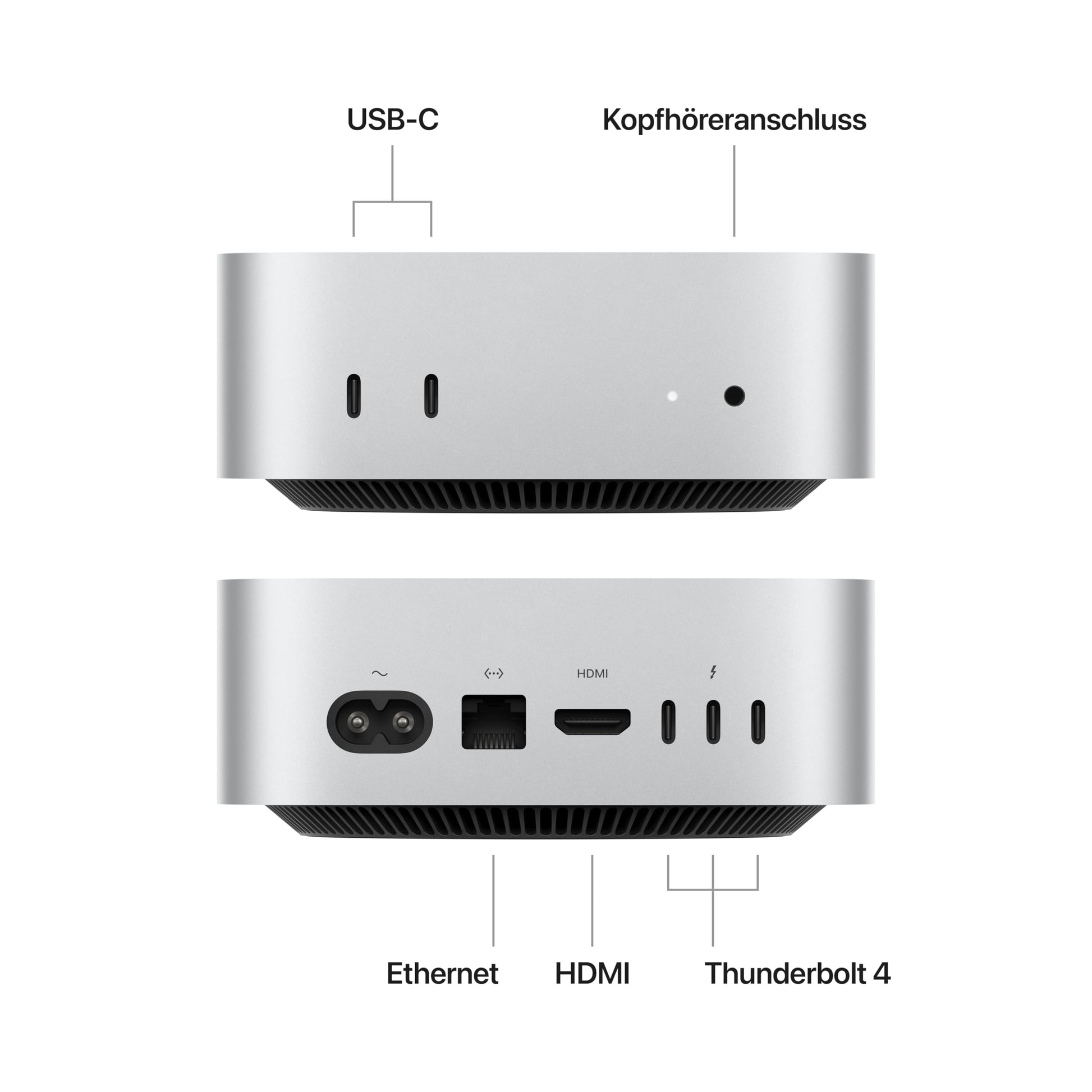 Apple Mac mini Desktop-Computer mit M4 Chip mit 10 Core CPU und 10 Core GPU: 16 GB gemeinsamer Arbeitsspeicher, 256 GB SSD Speicher, Gigabit Ethernet. Funktioniert mit iPhone/iPad