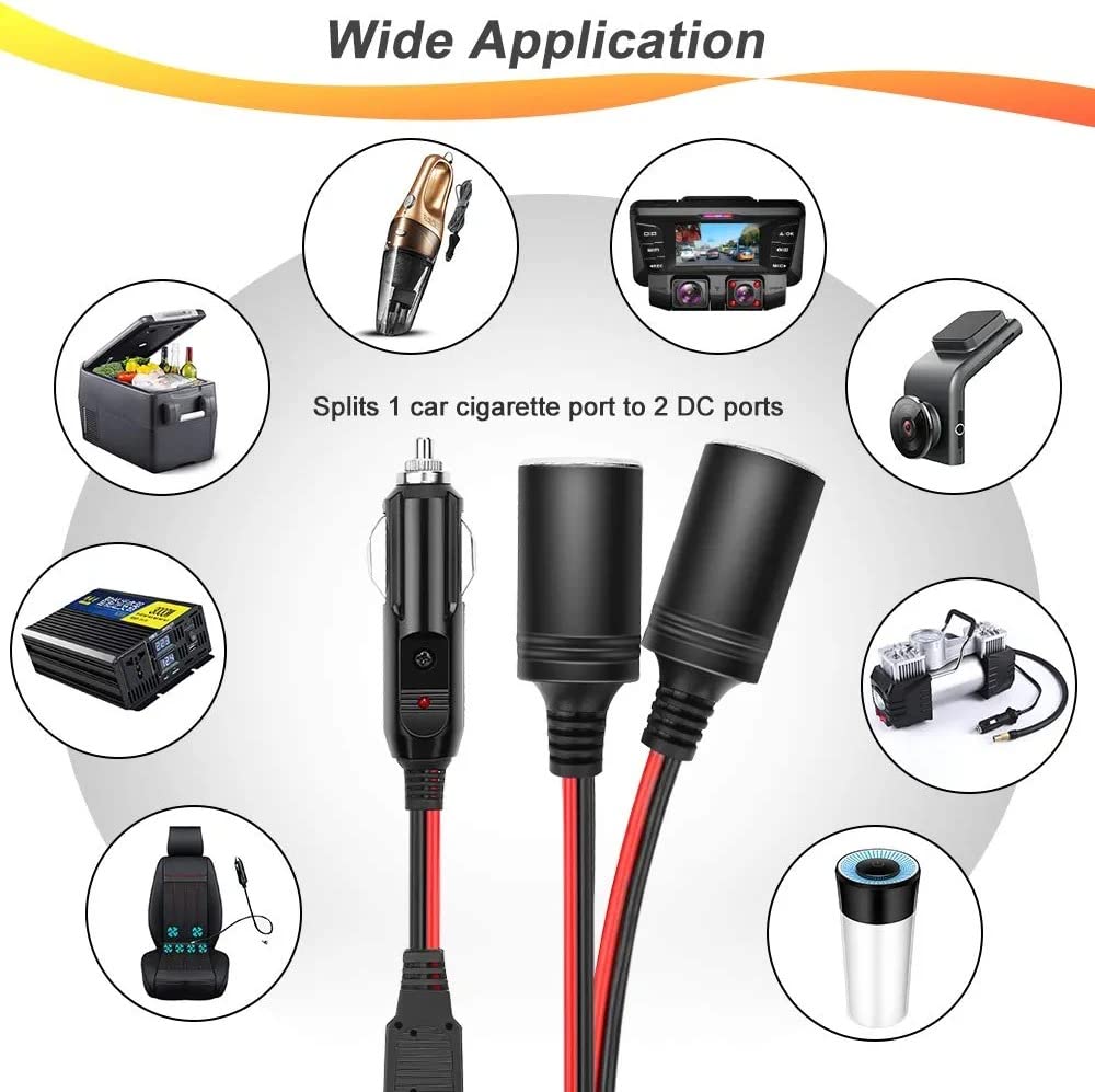 GTIWUNG Auto Motorrad Zigarettenanzünder Stecker Adapter DREI-Wege-Buchse Splitter, 1 bis 2 KFZ Auto Zigarettenanzünder Stecker 12V/24V