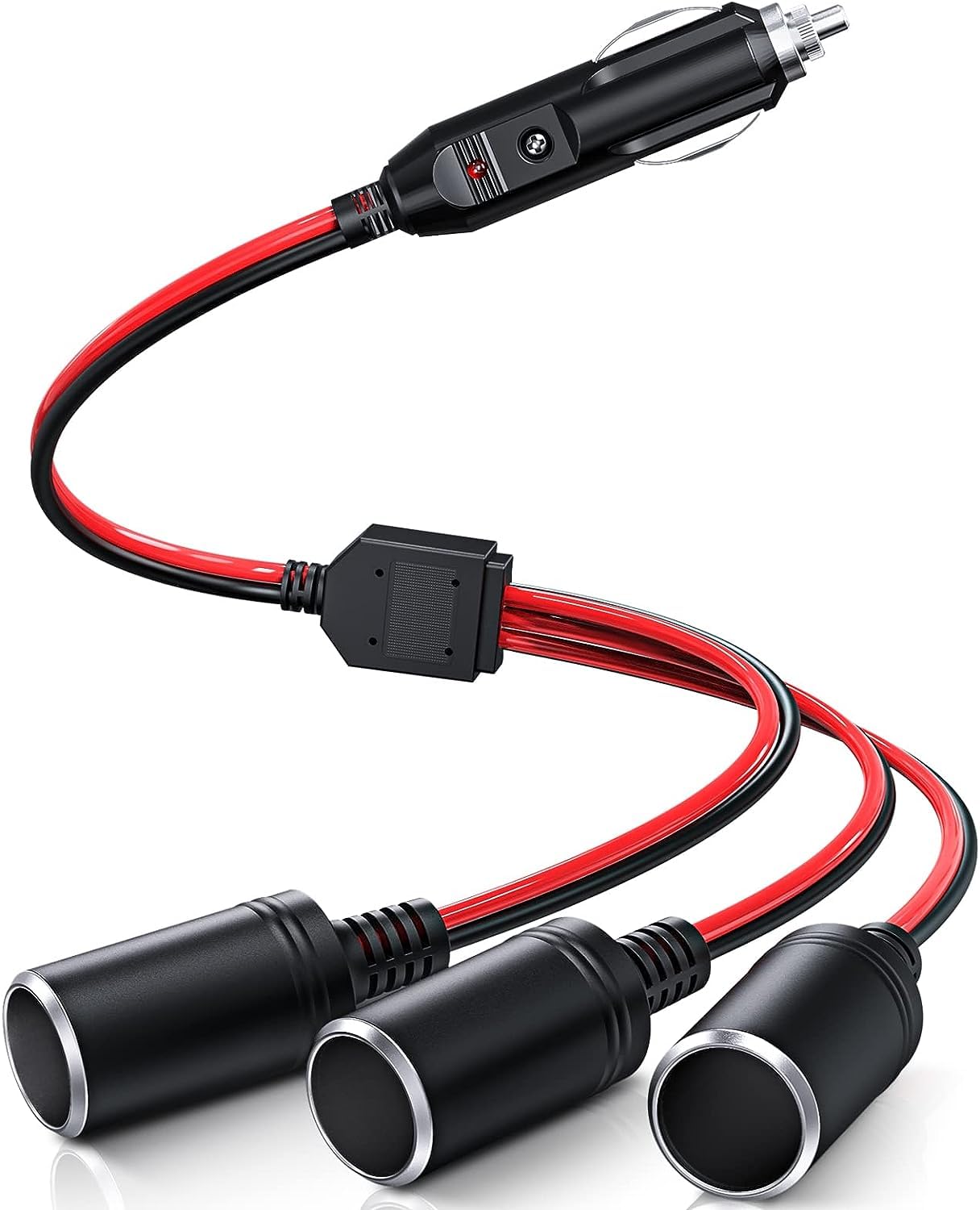 GTIWUNG Auto Motorrad Zigarettenanzünder Stecker Adapter DREI-Wege-Buchse Splitter, 1 bis 2 KFZ Auto Zigarettenanzünder Stecker 12V/24V