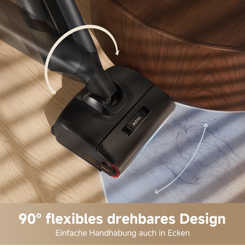 Mova X4 Pro Nass-Trocken-Sauger 20.000 Pa, Heißwasser-Wischfunktion, Tangle-Free, Selbstreinigung bei 100 °C, Push-In-Basisstation, LED-Bürstenkopf, Doppelkante, intelligente Saugkraftregelung