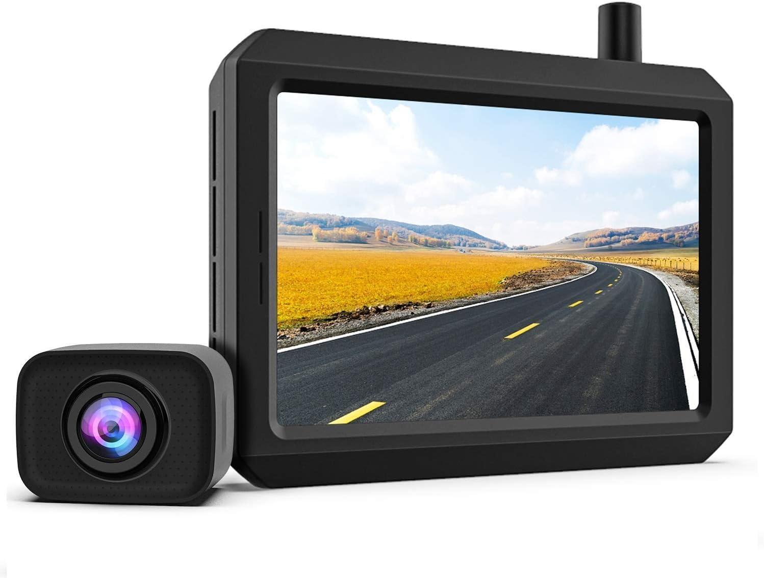 Digital Kabellos Rückfahrkamera Set K7PRO unterstützt 2 Kameras, Funk Rückfahrkameras mit Stabilem Signal, 5" HD Monitor, Drahtlose Rückfahrkamera mit IP68 Wasserdichter Kamera, Nachtsicht