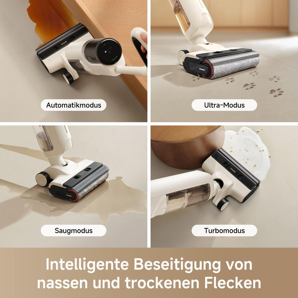 Mova X4 Pro Nass-Trocken-Sauger 20.000 Pa, Heißwasser-Wischfunktion, Tangle-Free, Selbstreinigung bei 100 °C, Push-In-Basisstation, LED-Bürstenkopf, Doppelkante, intelligente Saugkraftregelung