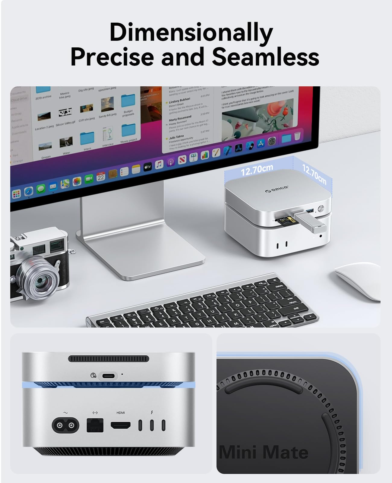 ORICO Minimata 1TB Speicher & Docking Station, Externe SSD-Erweiterung für Mac mini M4, bis zu 1000MB/s, USB3.2/SD/TF/Audio-Anschlüsse, nahtloses Design - M4Max