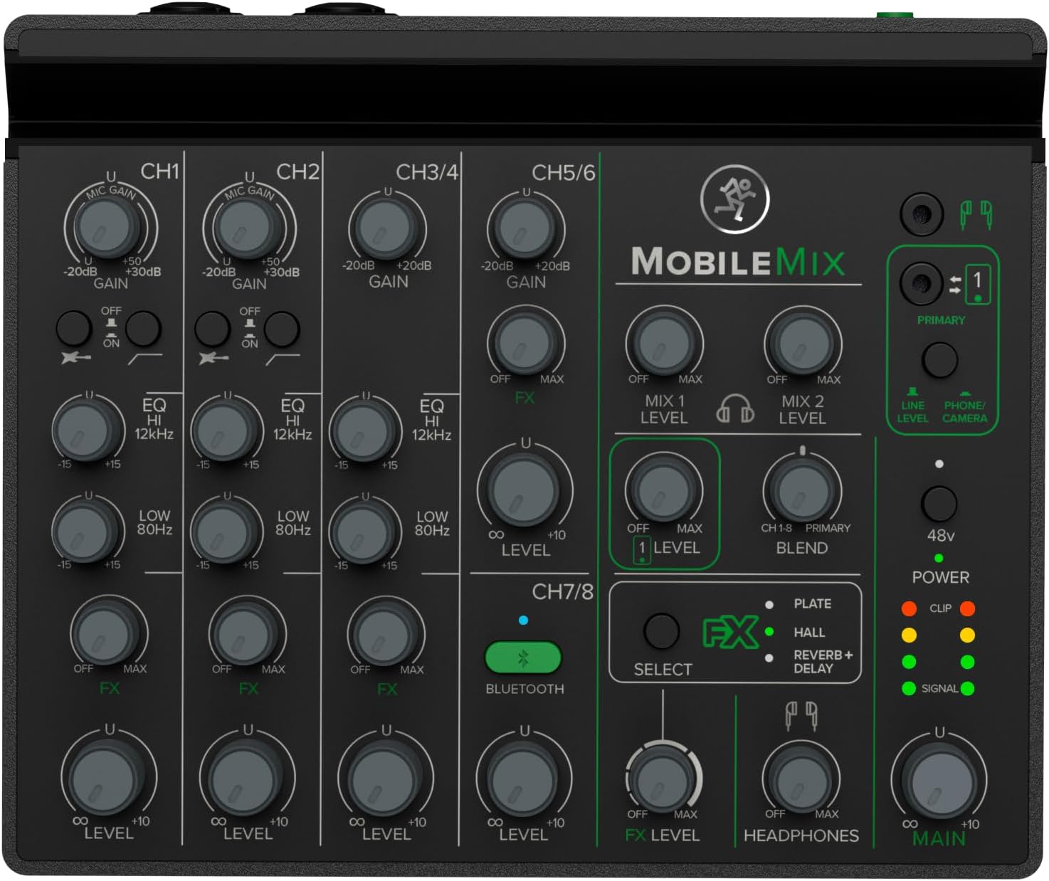 MobileMix 8-Kanal-Mischpult mit USB-Stromversorgung für A/V-Produktionen, Live-Sound und Streaming