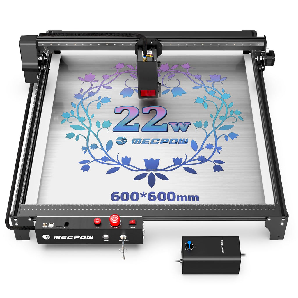 Mecpow X3 Pro Laser Graviermaschine mit Luftunterstützung, 10W Graviermaschine Laser Cutter für Holz und Metall, 60W CNC Fräsmaschine mit Not-Aus, Flammen- und Gyro-Erkennung, 410 x 400mm Fläche