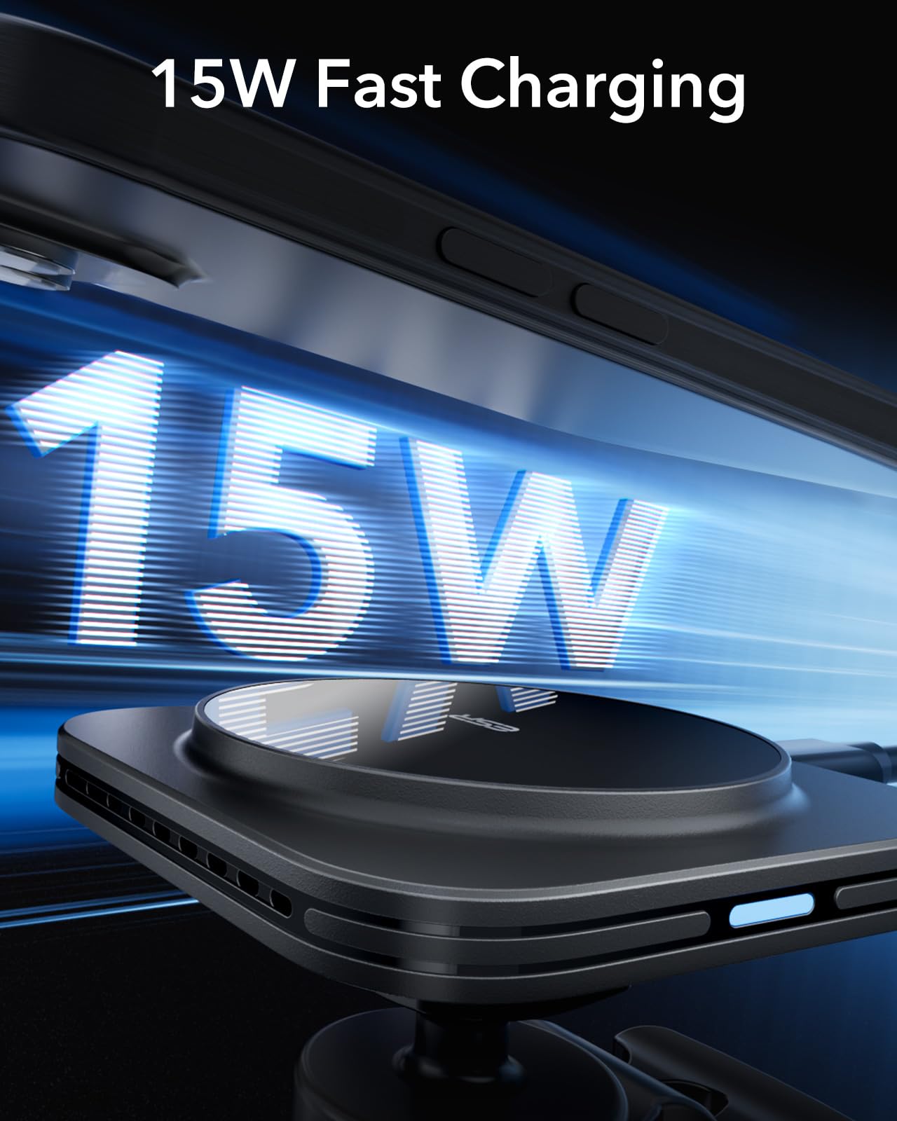 ESR 15W für Magsafe Autohalterung mit Ladefunktion, Handyhalterung Auto Ladegerät,Magnet Kabellose Handyhalterung Auto mit Ladefunktion für iPhone 16/15/14/13/12 Series,Galaxy S25 Series,Schnellladung