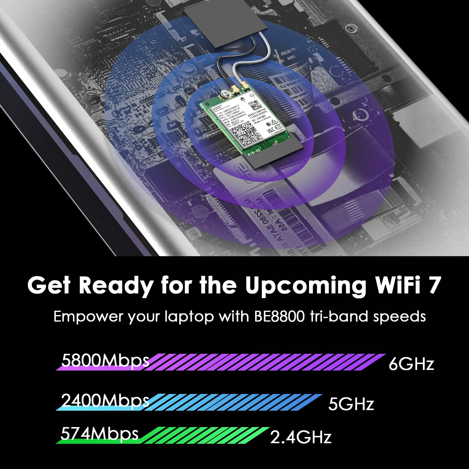 WAVLINK WiFi 7 PCIe Card BE8800 for Desktop PC, Tri-Band BE200 Wireless Adapter with Bluetooth 5.4, MU-MIMO, WPA3, for Windows 10/11 (64bit), Does Not Support AMD Motherboards