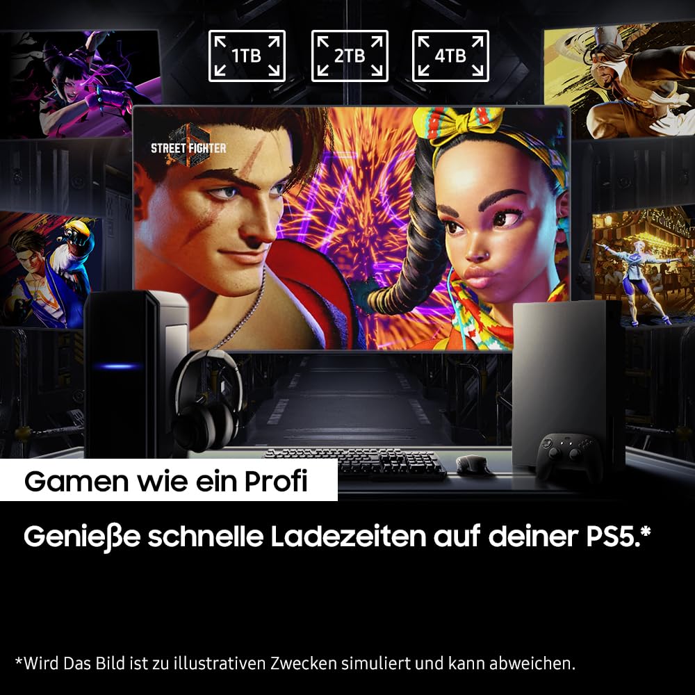 Samsung 990 PRO NVMe M.2 SSD, 2 TB, PCIe 4.0, 7.450 MB/s Lesen, 6.900 MB/s Schreiben, Interne SSD, Interne SSD für Gaming und Videobearbeitung, Schwarz, MZ-V9P2T0BW
