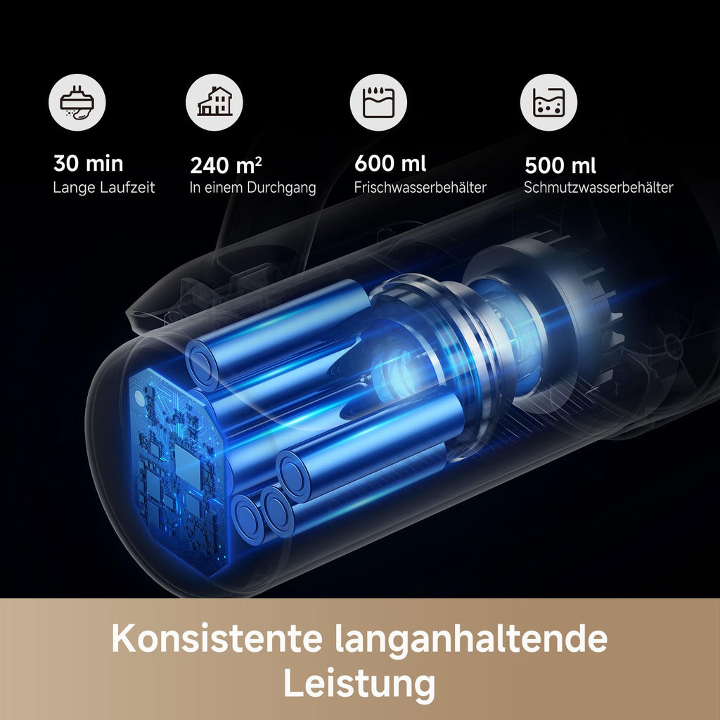 Mova X4 Pro Nass-Trocken-Sauger 20.000 Pa, Heißwasser-Wischfunktion, Tangle-Free, Selbstreinigung bei 100 °C, Push-In-Basisstation, LED-Bürstenkopf, Doppelkante, intelligente Saugkraftregelung