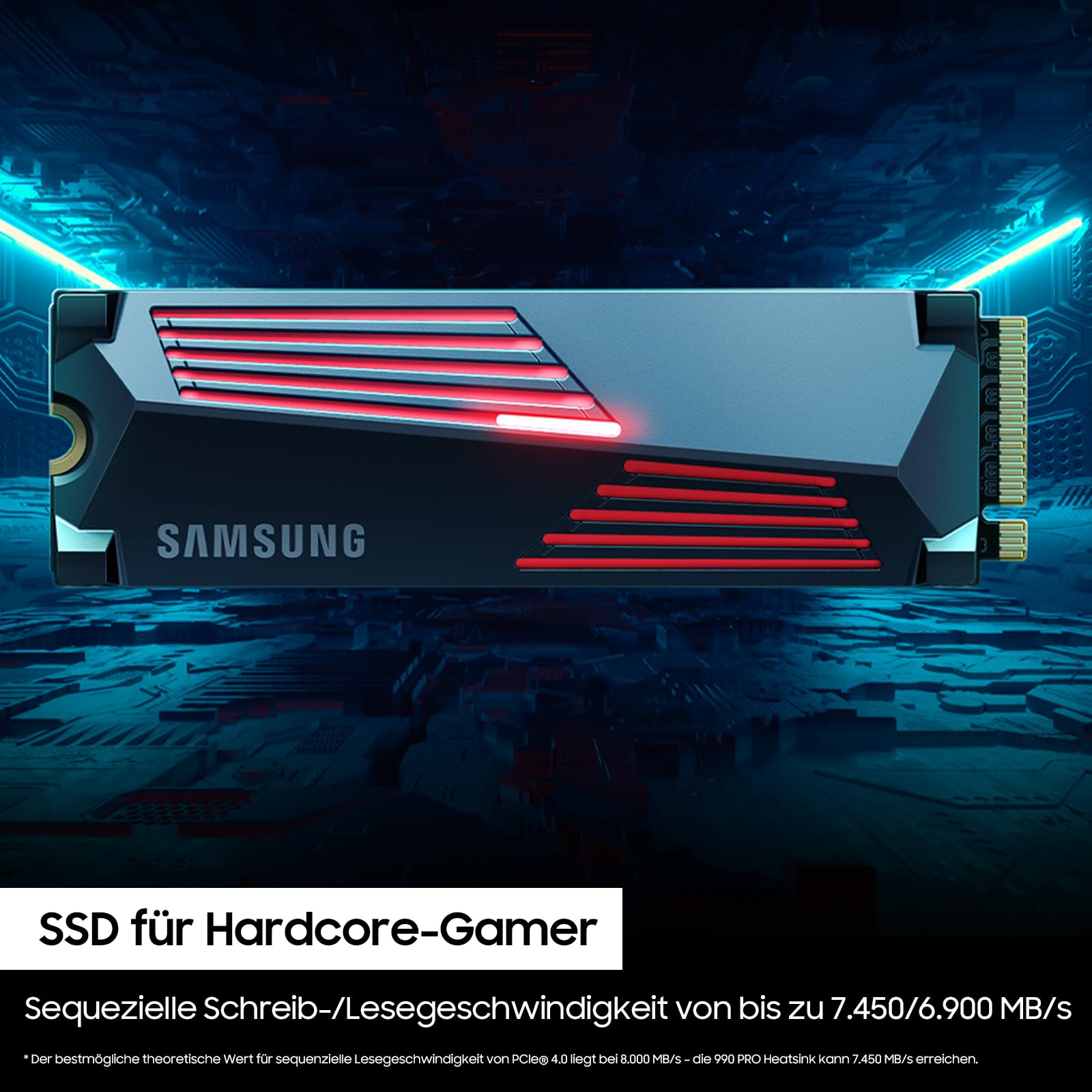 Samsung 990 PRO NVMe M.2 SSD, 2 TB, PCIe 4.0, 7.450 MB/s Lesen, 6.900 MB/s Schreiben, Interne SSD, Interne SSD für Gaming und Videobearbeitung, Schwarz, MZ-V9P2T0BW