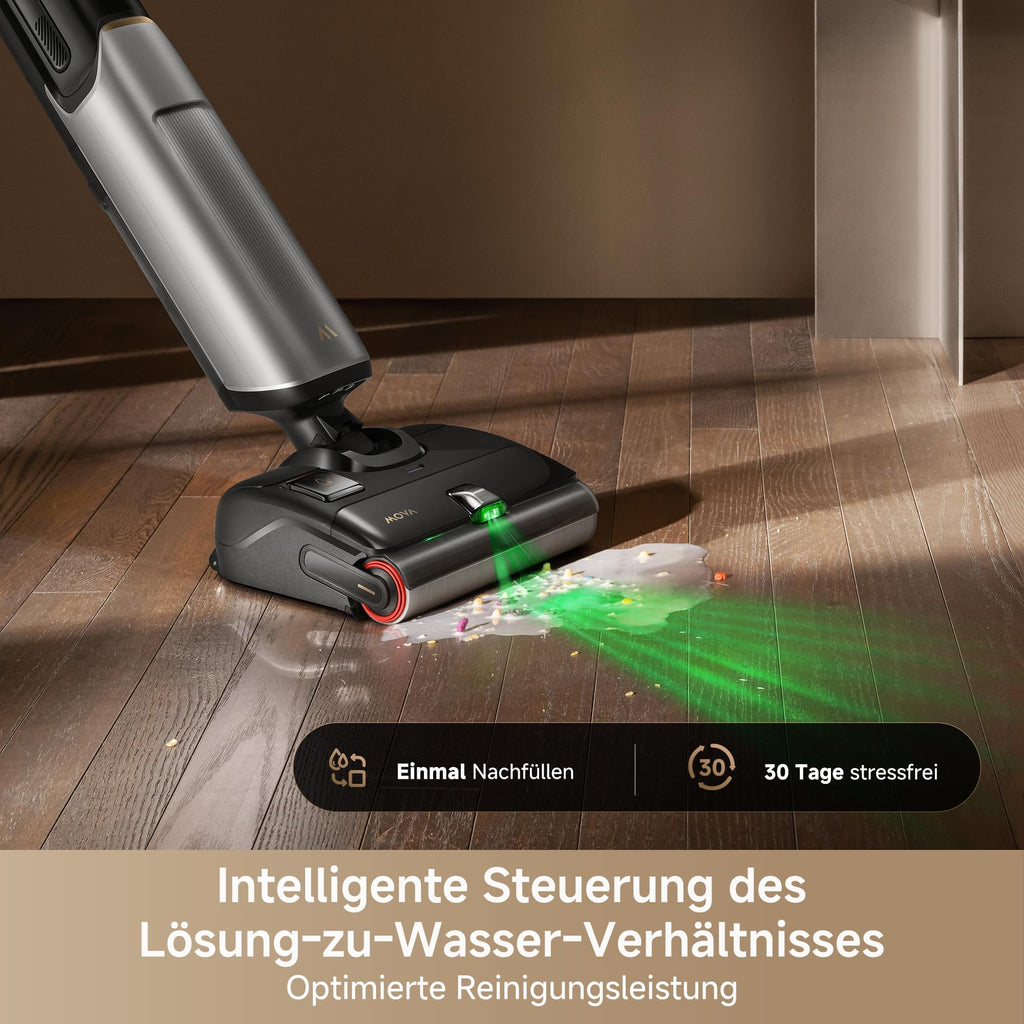 Mova X4 Pro Nass-Trocken-Sauger 20.000 Pa, Heißwasser-Wischfunktion, Tangle-Free, Selbstreinigung bei 100 °C, Push-In-Basisstation, LED-Bürstenkopf, Doppelkante, intelligente Saugkraftregelung