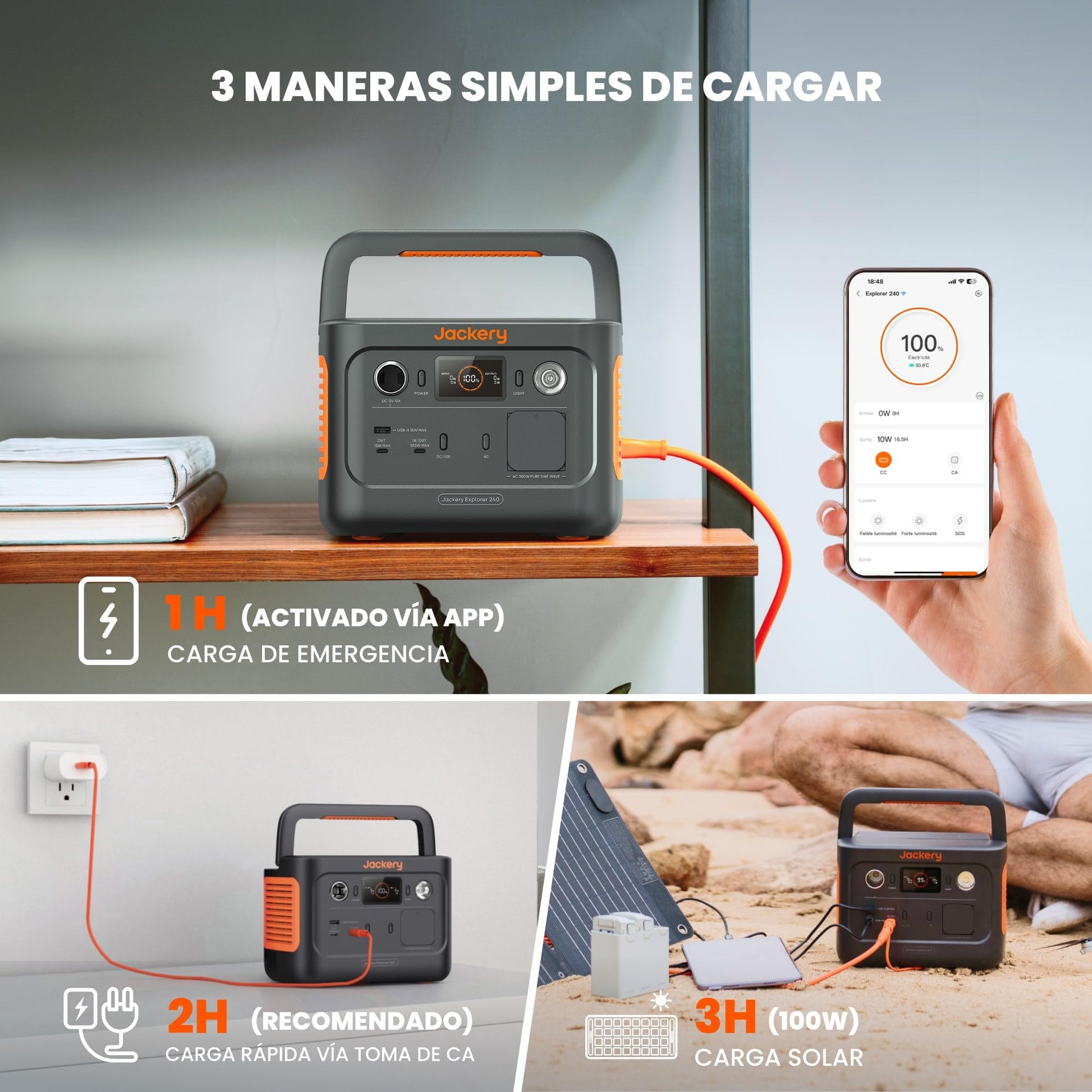 Jackery 240 v2 Solar Generator mit 40W Solarpanel, 256Wh LiFePO4-Batterie, 300W AC & 100W USB-C-Ausgang f¨¹r Outdoor, Camping & Notfall (2024 Neue)