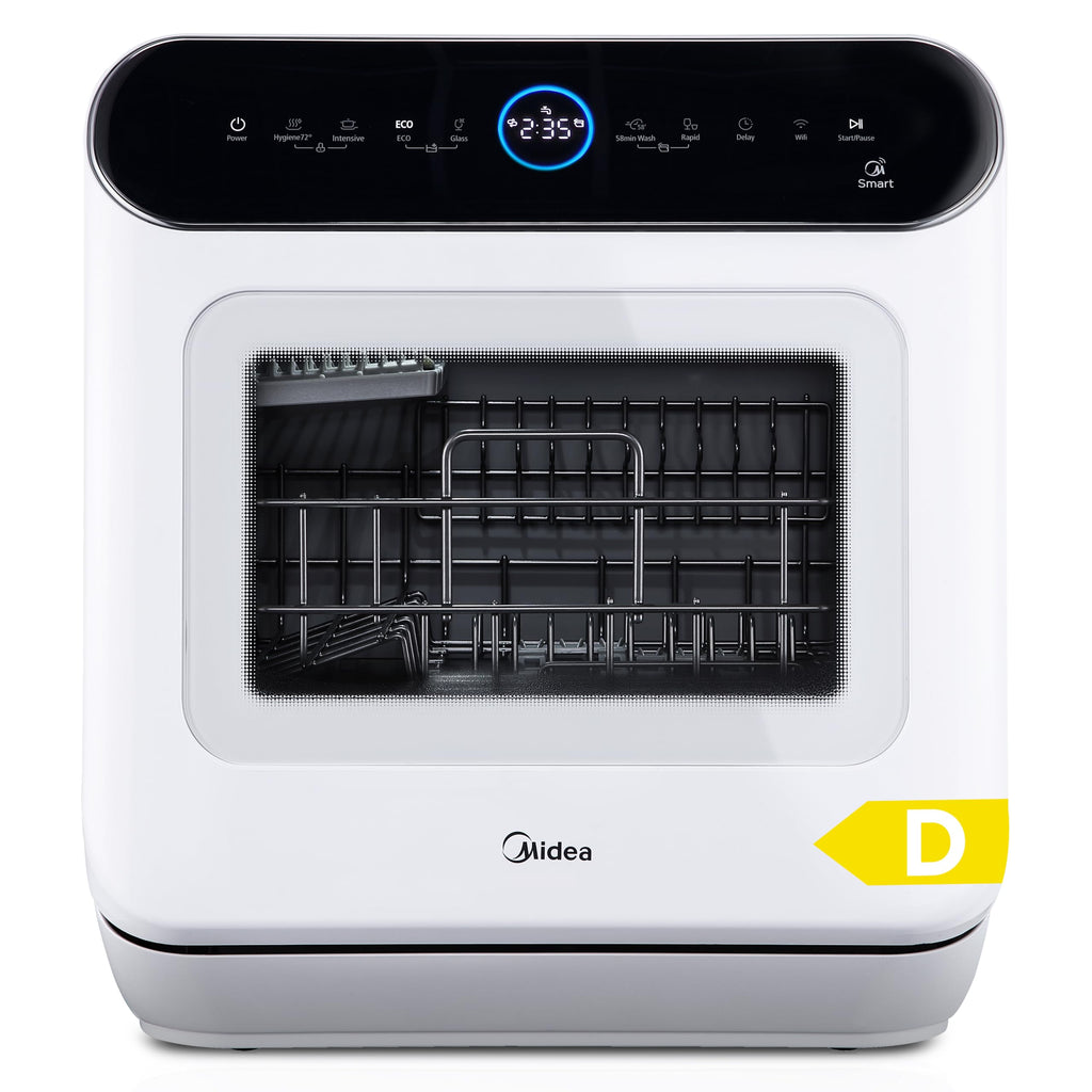 Midea ST 3.6F wi Tischgeschirrspüler, 6 Waschprogramme, Startzeitvorwahl, Extra Trockungs-Funktion, IOT-Steuerung, Mini Geschirrspüler, Ideal für Kleine Wohnungen, Weiß