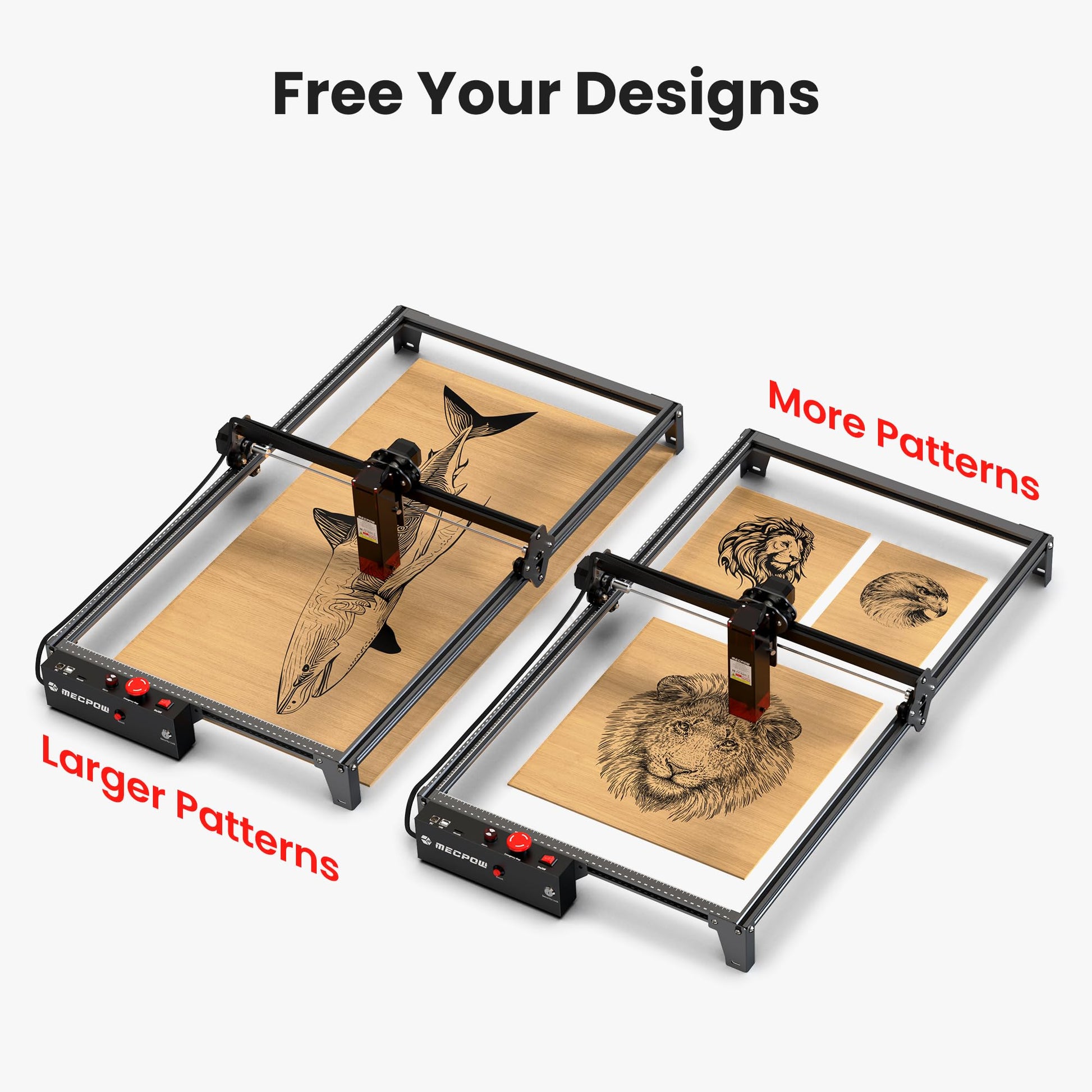 Mecpow X3 Pro Laser Graviermaschine mit Luftunterstützung, 10W Graviermaschine Laser Cutter für Holz und Metall, 60W CNC Fräsmaschine mit Not-Aus, Flammen- und Gyro-Erkennung, 410 x 400mm Fläche