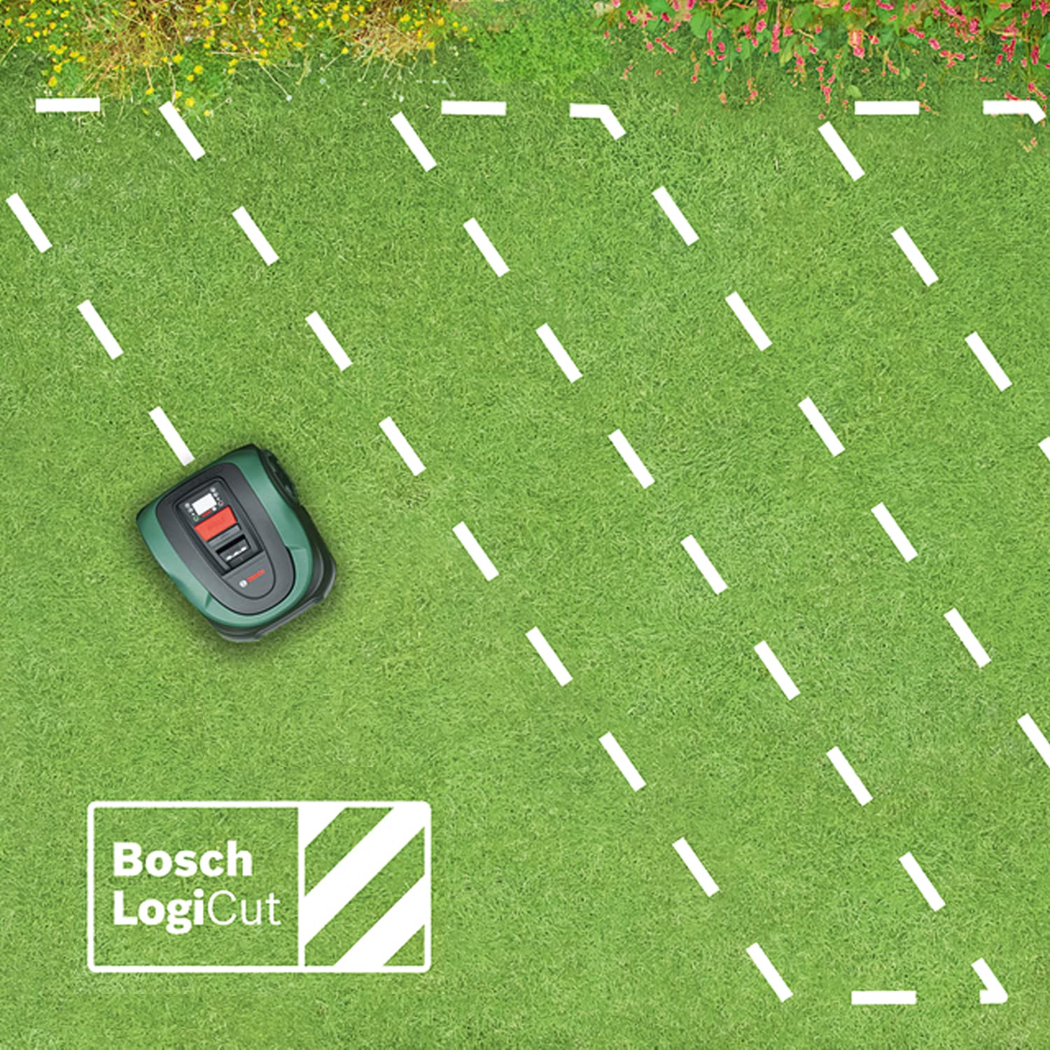 Bosch Home and Garden Indego XS 300 Robot Lawnmower (with Integrated 18 V Battery, Charging Station Included, Cutting Width 19 cm, for Lawns up to 300 m², in Box) Black, Green