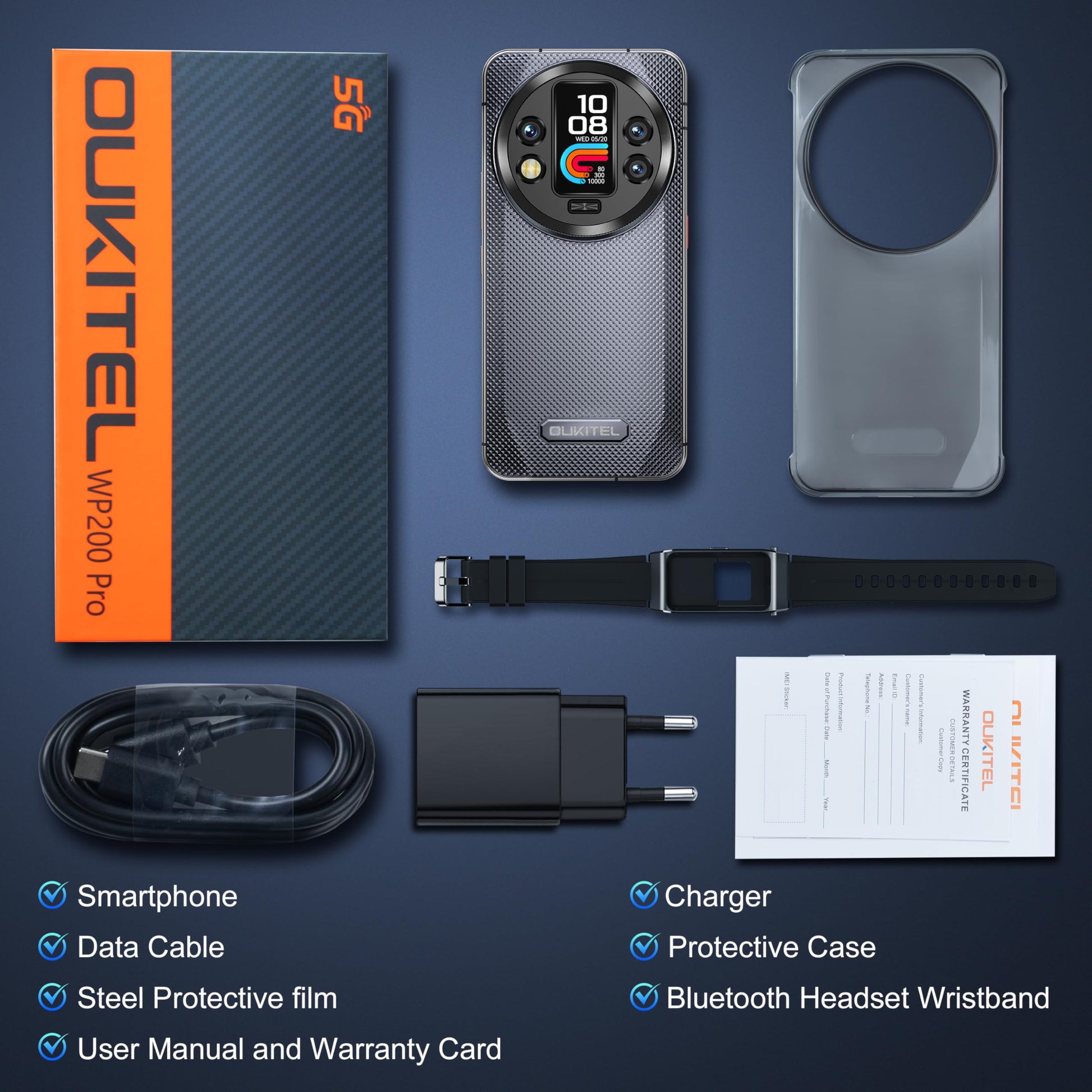 OUKITEL WP200 Pro 5G Outdoor Handy - Android 15 72GB+1TB Smartphone mit SmartWatch, 6,7” AMOLED FHD+ 120 Hz Wasserdicht Ohne Vertrag 8580mAh/45W, 108MP Kamera, 5G Dual SIM/NFC/WiFi 6 - Grün